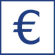 icono símbolo euro en azul